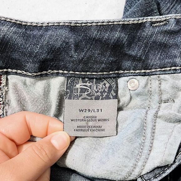 Silver Jeans Womens W29 L31 Tuesday Jeans Boot Low Rise Stretch Slim Embroidered - Picture 7 of 9